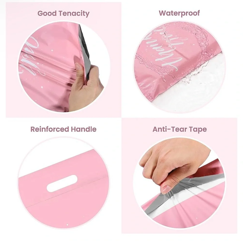 (5) Pink Thank You Polymailer Bags